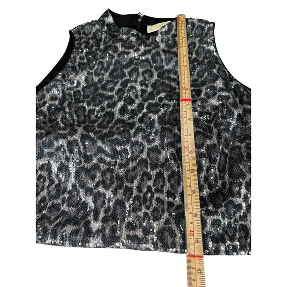 Michael Kors Womens Sequin Leopard Print Sleeveless Crop Top M Polyester - Picture 11 of 12